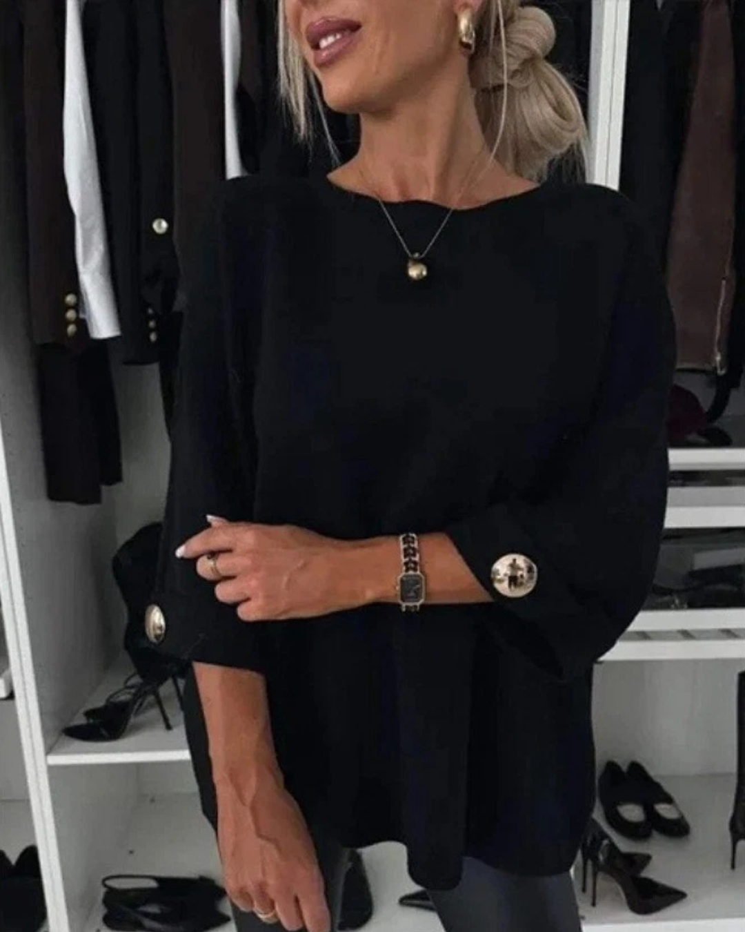 Camisola larga de mangas compridas para mulher