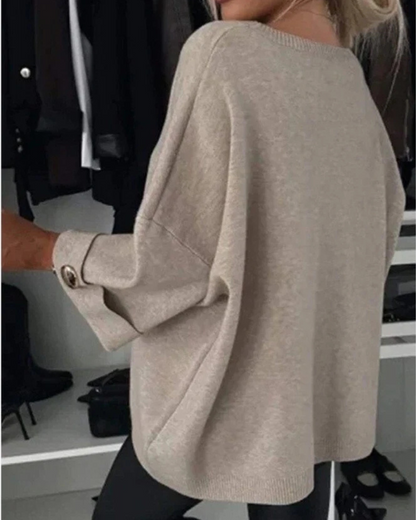 Camisola larga de mangas compridas para mulher