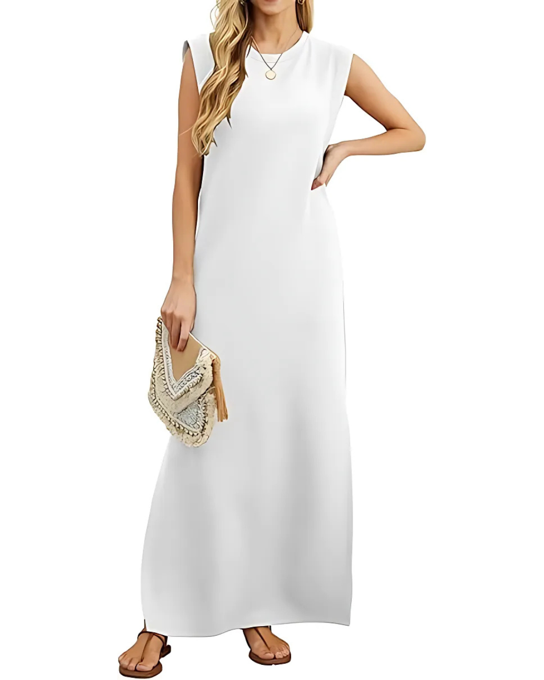 Vestido largo e ajustado com bolsos laterais 