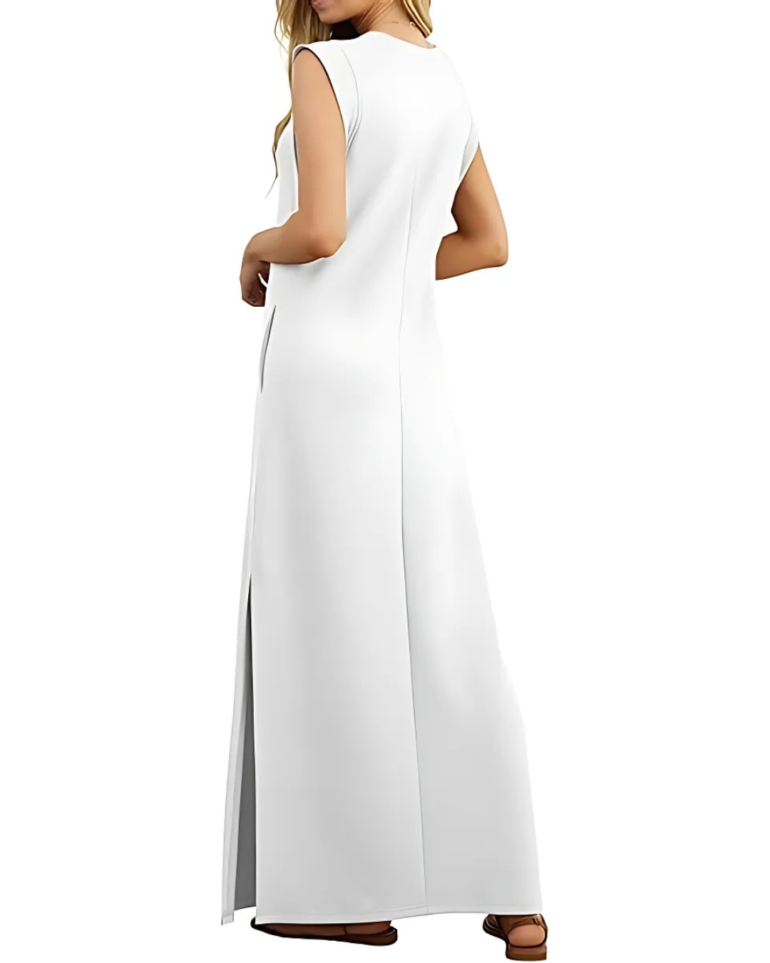 Vestido largo e ajustado com bolsos laterais 