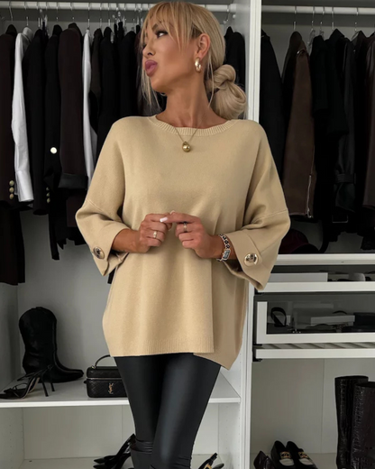 Camisola larga de mangas compridas para mulher